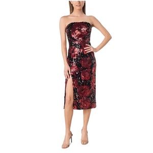 Dress the Population Red and Black Sequin Dress